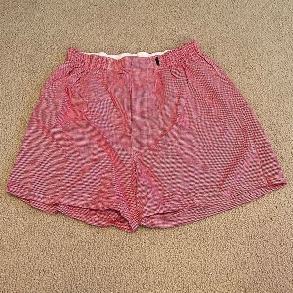 Express Women's Shorts Elastic Waist Hounds Tooth Plaid Red Medium - Picture 1 of 4